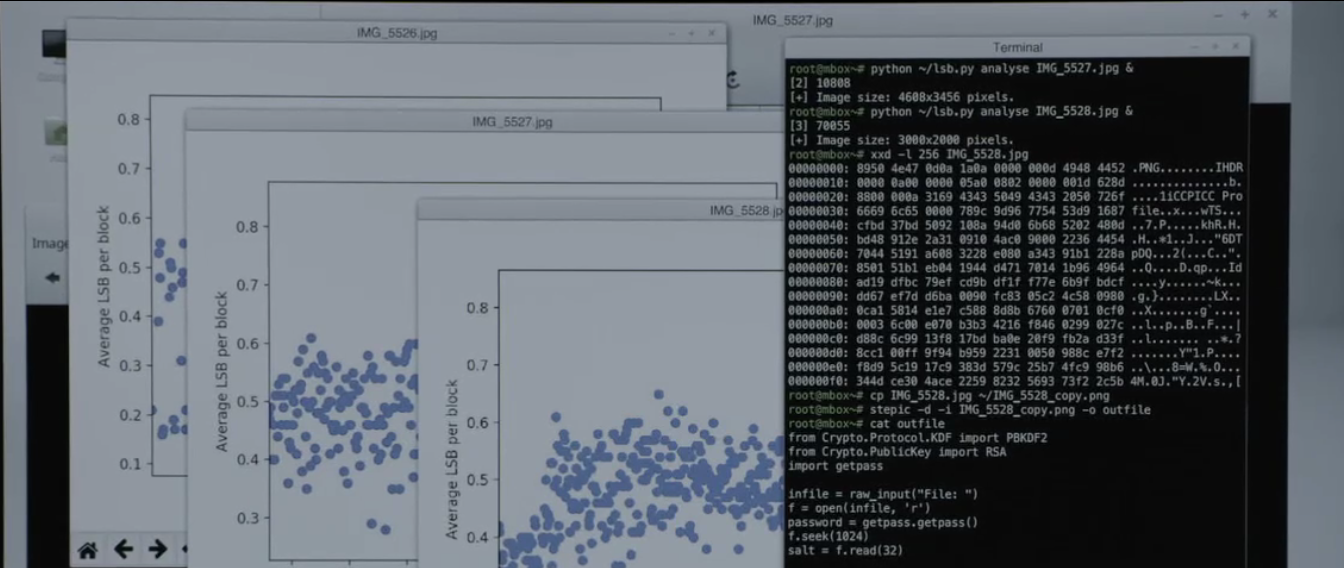 Analyzing and extracting hidden data from one of the image files